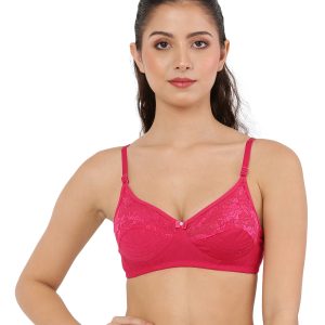 Pink & Sandal Lace Push-Up Bra with Adjustable Straps