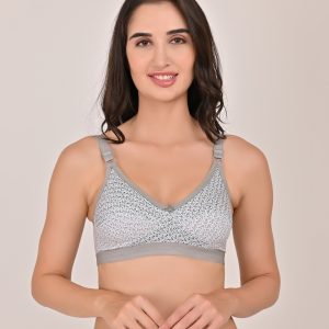Everyday Comfort Floral Cotton Bra – Misty Grey & Aqua Green