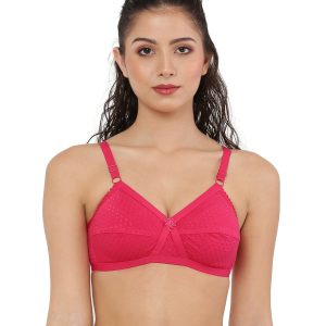 Chic Dot-Textured Non-Padded Cotton Bra – Pink/Milk rose