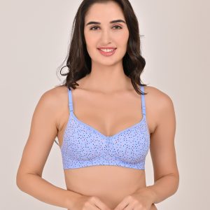 Polka Dot Padded Cotton Bra with Adjustable Straps