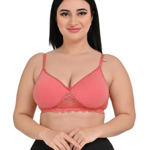 Luxe Comfort Padded Bra with Lace Detailing (Violet, Pink, Sandal, Blue)
