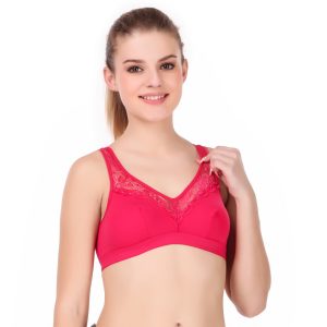 Elegant Lace Trim Support Bra – Wire-Free Full Comfort Fit