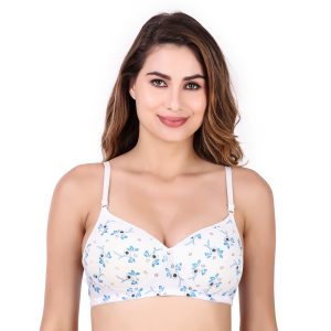 Soft Pink Floral Print Non-Wired Padded Bra